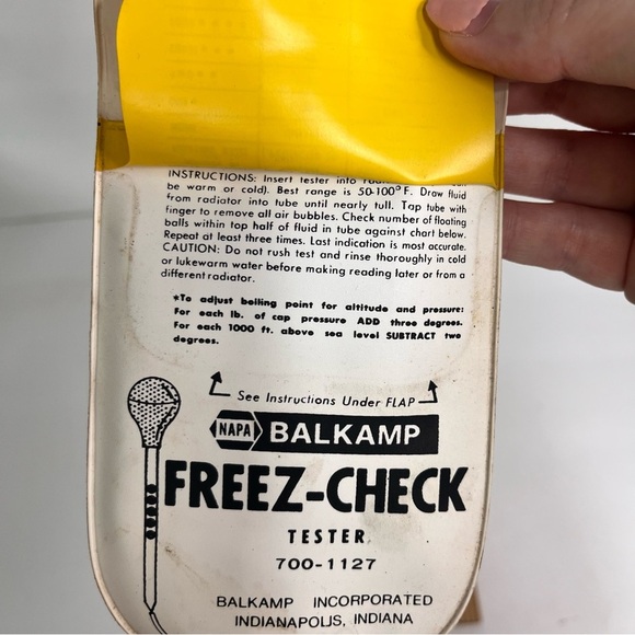 vintage balkamp napa freez test tool pocket keeper anti freeze hot cold - Picture 5 of 5